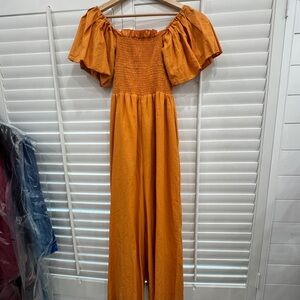 Elegant Orange Off-Shoulder Jumpsuit